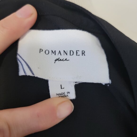 Pomander Place Tuckernuck Crepe Kenzo Little Black Dress Tiered Mini Dress L - Picture 11 of 14